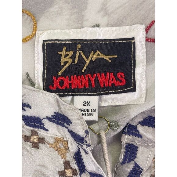 Johnny Was Multicolor Josefina Embroidered Bees Boho Silk Blouse Size 2X NWT - Picture 6 of 13